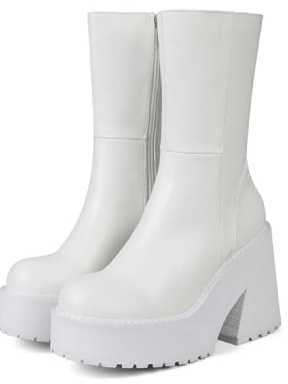 Wedge Heel Ankle Boots Platform Zipper Punk Motorcycle Chunky Block High Heel